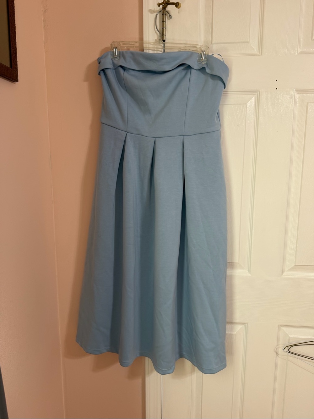 Strapless Midi Dress in Light Blue